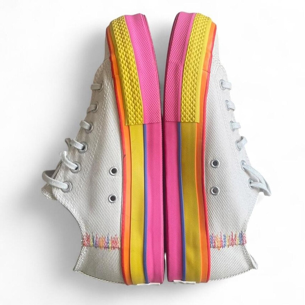 Converse Chuck Taylor All StarLift Low Rainbow Platform Sneakers Vintage White - Picture 4 of 8